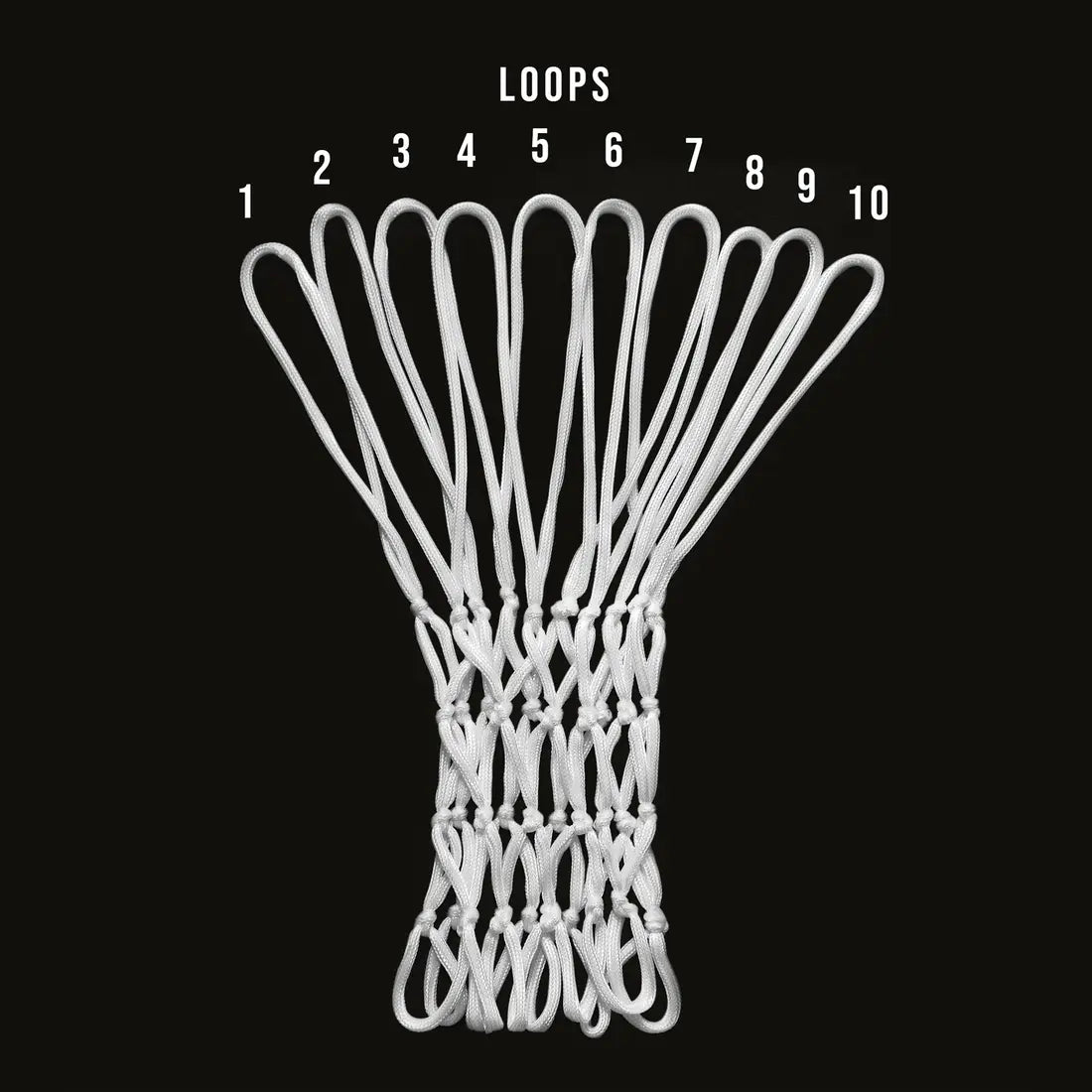10 Loops Basketball Net - Professional Grade - Sizes: S, M, L, XL